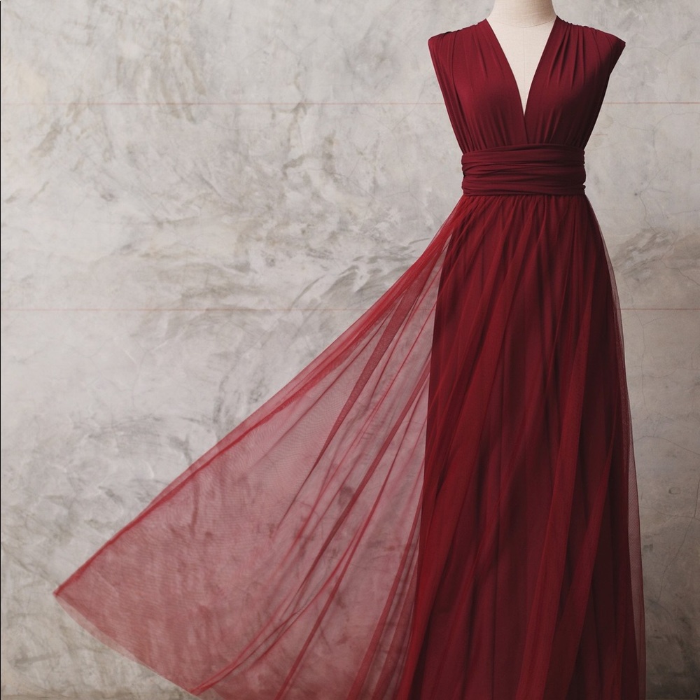 Burgundy Infinity Convertible Tulle Dress